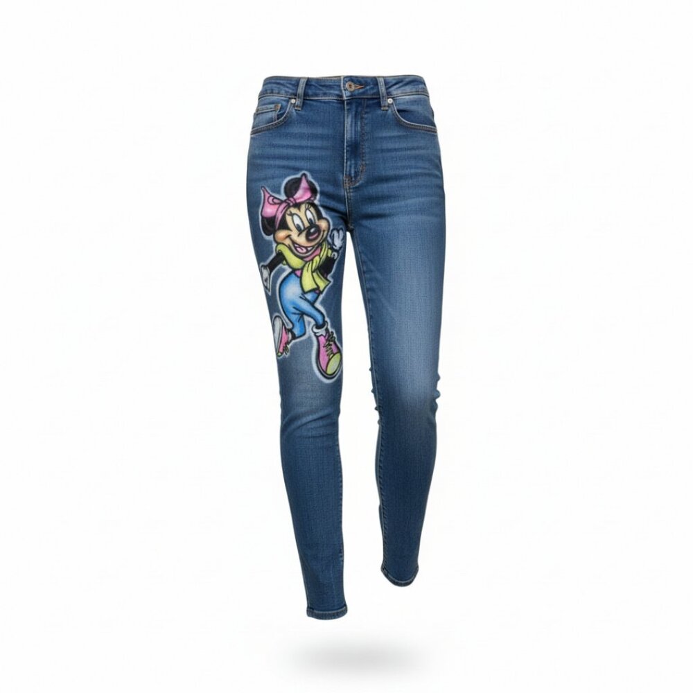 Silver Unicorn Women's Vintage ('80's) Denim High Waist Jeans OOAK Minnie Mouse